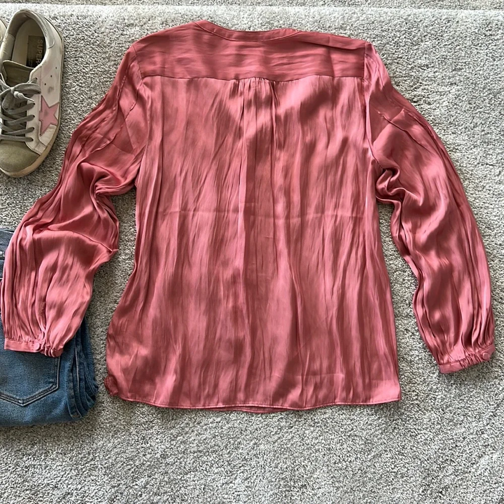 J Crew Featherweight Satin Tie Neck Top - Picture 6 of 9